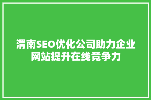 渭南SEO优化公司助力企业网站提升在线竞争力