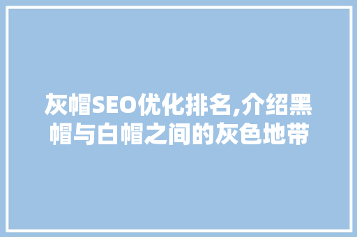 灰帽SEO优化排名,介绍黑帽与白帽之间的灰色地带