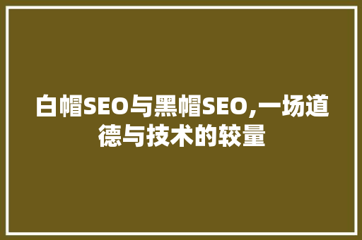 白帽SEO与黑帽SEO,一场道德与技术的较量