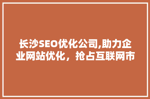长沙SEO优化公司,助力企业网站优化，抢占互联网市场制高点