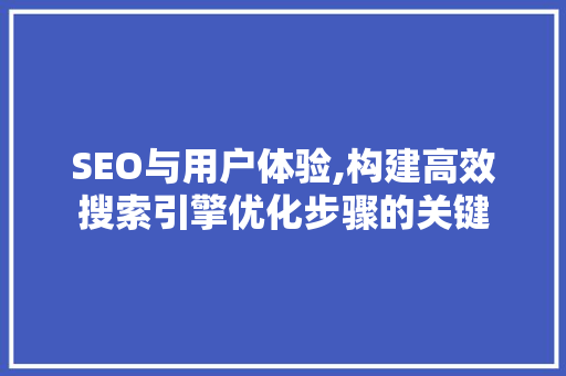 SEO与用户体验,构建高效搜索引擎优化步骤的关键