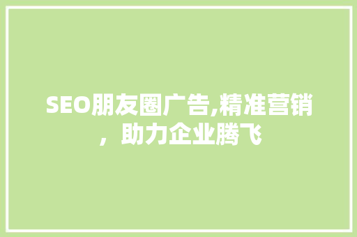 SEO朋友圈广告,精准营销，助力企业腾飞