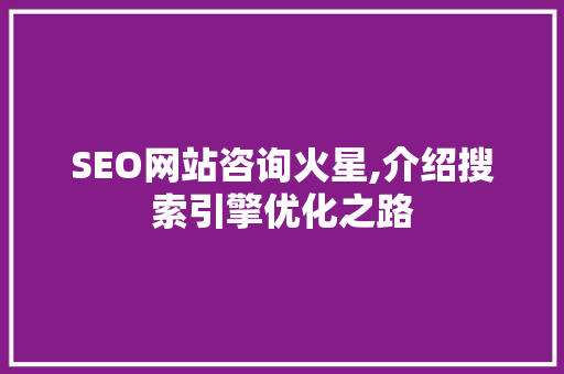 SEO网站咨询火星,介绍搜索引擎优化之路