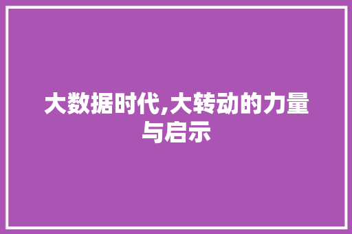 大数据时代,大转动的力量与启示 MySQL