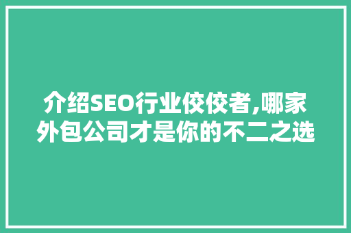 介绍SEO行业佼佼者,哪家外包公司才是你的不二之选