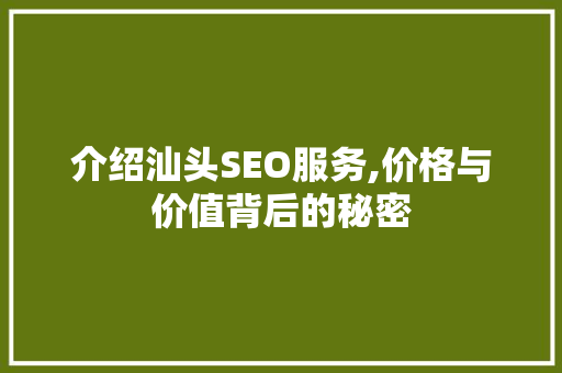 介绍汕头SEO服务,价格与价值背后的秘密
