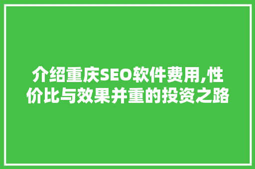 介绍重庆SEO软件费用,性价比与效果并重的投资之路