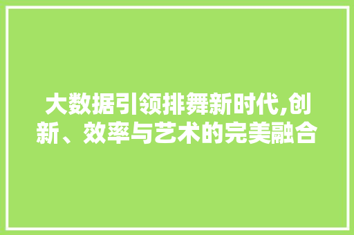 大数据引领排舞新时代,创新、效率与艺术的完美融合 MySQL