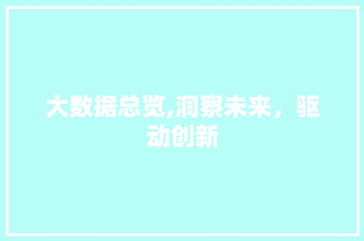 大数据总览,洞察未来，驱动创新 后端技术