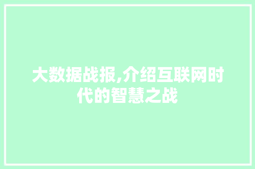 大数据战报,介绍互联网时代的智慧之战 前端技术