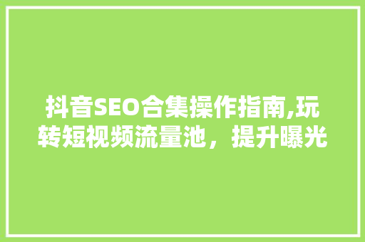 抖音SEO合集操作指南,玩转短视频流量池，提升曝光率