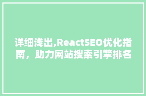 详细浅出,ReactSEO优化指南，助力网站搜索引擎排名