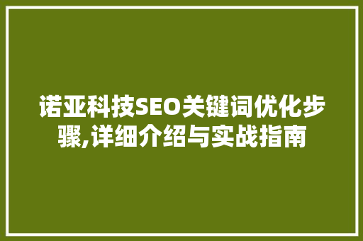 诺亚科技SEO关键词优化步骤,详细介绍与实战指南
