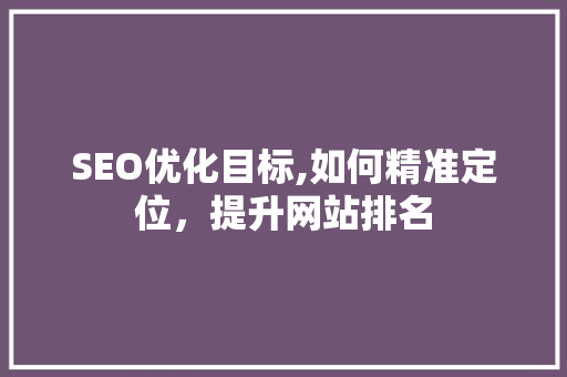SEO优化目标,如何精准定位，提升网站排名