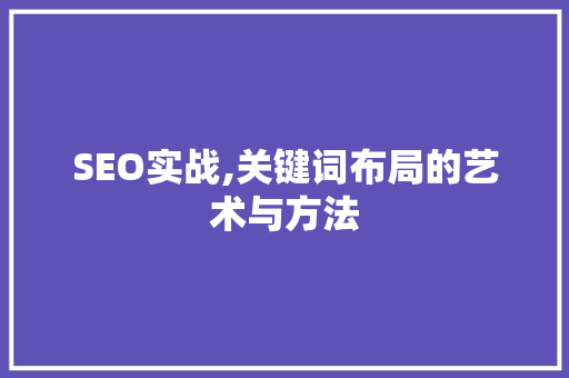 SEO实战,关键词布局的艺术与方法