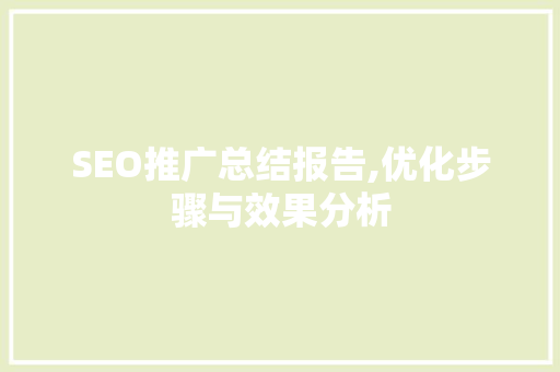 SEO推广总结报告,优化步骤与效果分析 市场营销范文