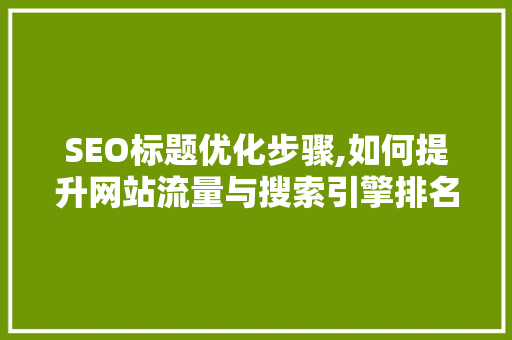 SEO标题优化步骤,如何提升网站流量与搜索引擎排名
