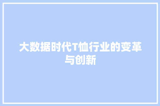 大数据时代T恤行业的变革与创新