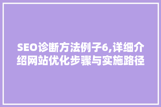 SEO诊断方法例子6,详细介绍网站优化步骤与实施路径
