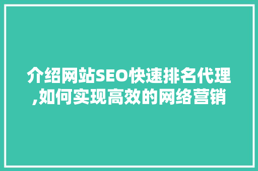 介绍网站SEO快速排名代理,如何实现高效的网络营销