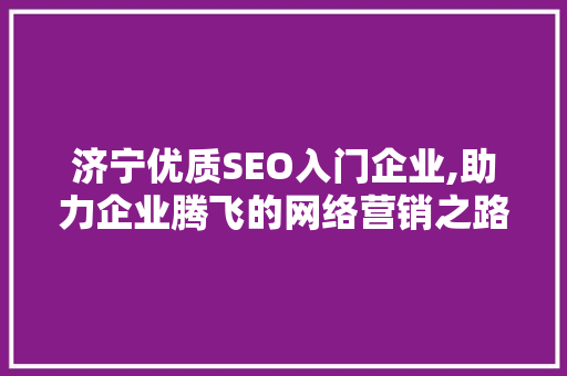 济宁优质SEO入门企业,助力企业腾飞的网络营销之路