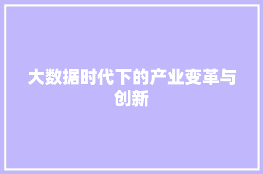 大数据时代下的产业变革与创新 网站建设