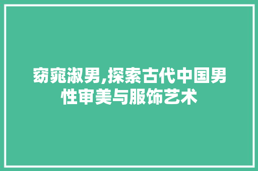 窈窕淑男,探索古代中国男性审美与服饰艺术