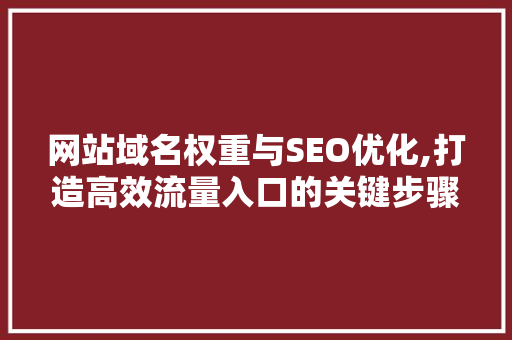 网站域名权重与SEO优化,打造高效流量入口的关键步骤