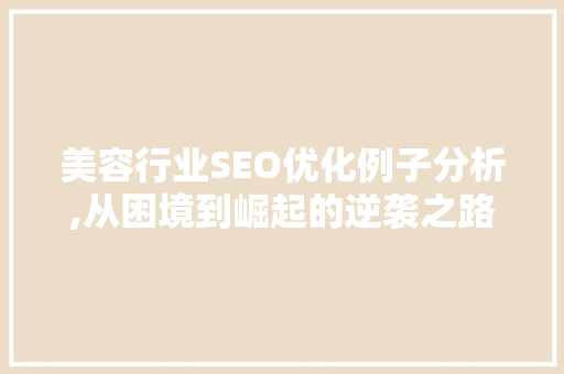 美容行业SEO优化例子分析,从困境到崛起的逆袭之路