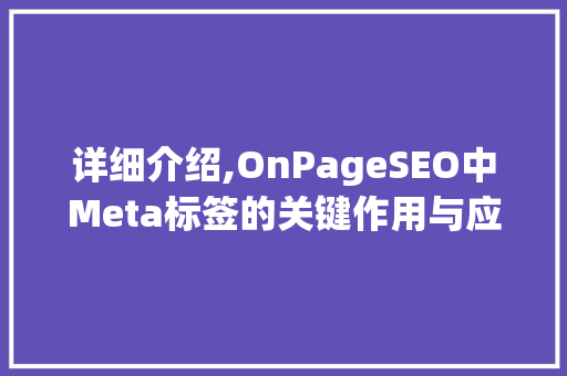 详细介绍,OnPageSEO中Meta标签的关键作用与应用步骤