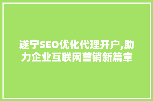 遂宁SEO优化代理开户,助力企业互联网营销新篇章
