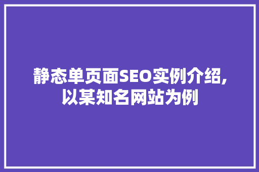 静态单页面SEO实例介绍,以某知名网站为例