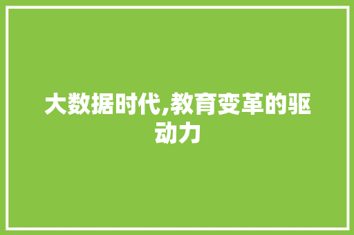 大数据时代,教育变革的驱动力 前端技术