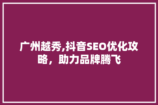 广州越秀,抖音SEO优化攻略，助力品牌腾飞