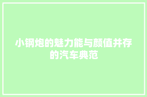 小钢炮的魅力能与颜值并存的汽车典范