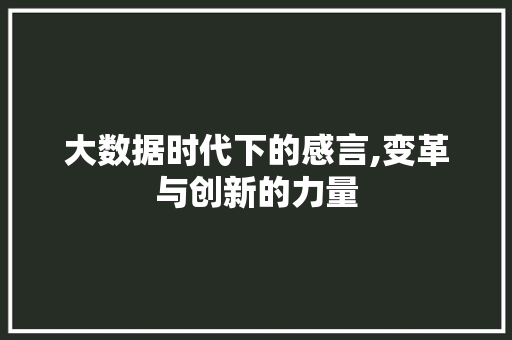 大数据时代下的感言,变革与创新的力量 项目报告