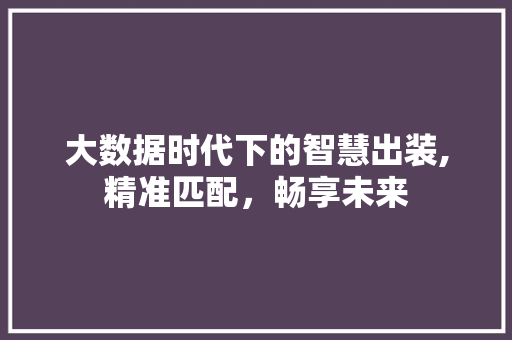 大数据时代下的智慧出装,精准匹配，畅享未来 MySQL