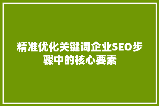 精准优化关键词企业SEO步骤中的核心要素