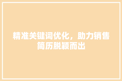 精准关键词优化，助力销售简历脱颖而出