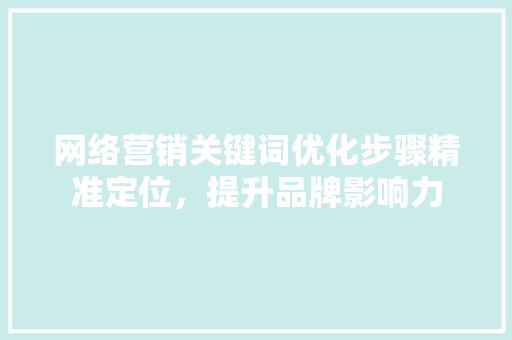 网络营销关键词优化步骤精准定位，提升品牌影响力
