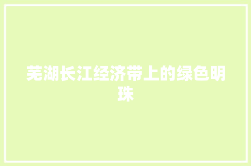 芜湖长江经济带上的绿色明珠