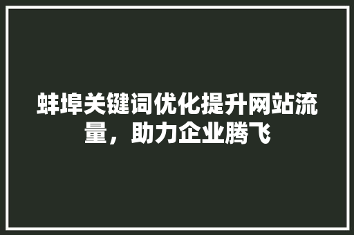 蚌埠关键词优化提升网站流量，助力企业腾飞