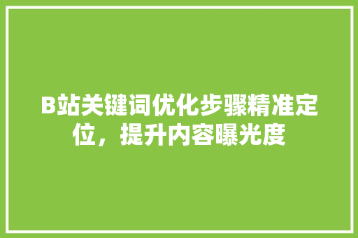 B站关键词优化步骤精准定位，提升内容曝光度