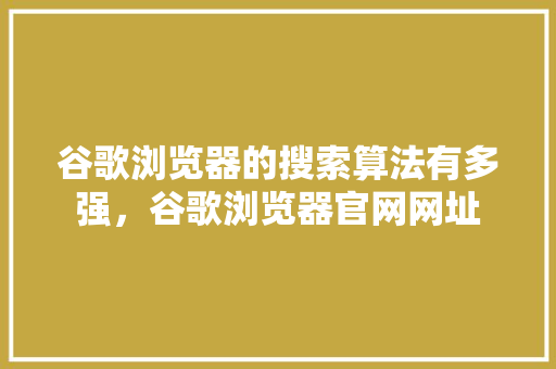 谷歌浏览器的搜索算法有多强，谷歌浏览器官网网址