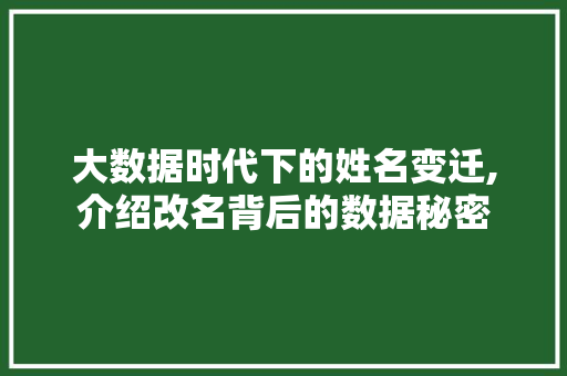 大数据时代下的姓名变迁,介绍改名背后的数据秘密 市场营销范文