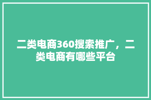 二类电商360搜索推广，二类电商有哪些平台