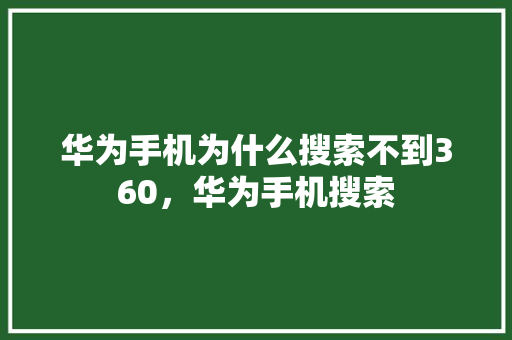 华为手机为什么搜索不到360，华为手机搜索