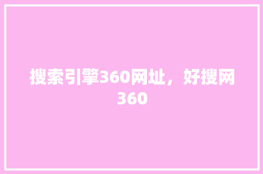 搜索引擎360网址，好搜网360