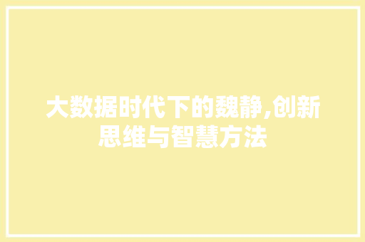 大数据时代下的魏静,创新思维与智慧方法 商务信函