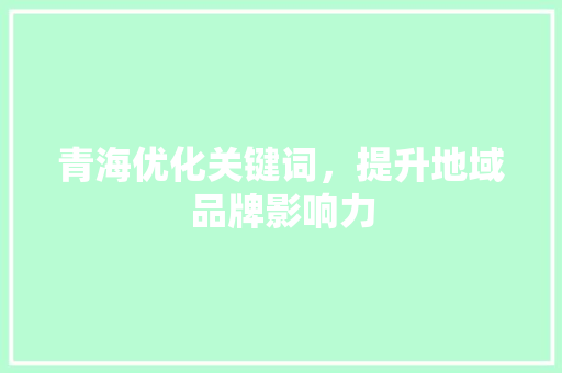青海优化关键词，提升地域品牌影响力